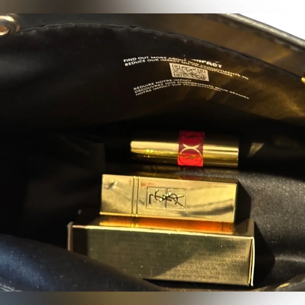 YSL Cosmetic Bag NWOT & 3 YSL Lipsticks NIB Rouge Pur Couture